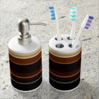 Black & Brown Stripe Design Bath Set
