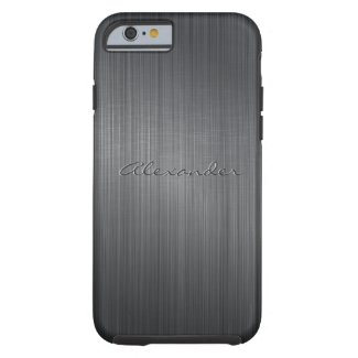 Black Brushed Aluminum Metal Look-Monogram iPhone 6 Case
