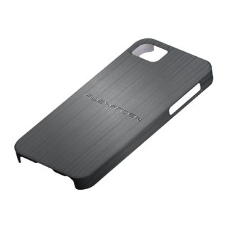 Black Brushed Aluminum Metal Pattern-Custom Text iPhone 5 Covers