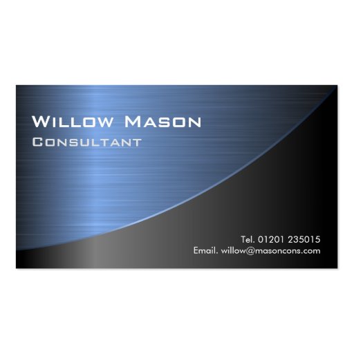 Black Brushed Blue Steel Curved, Business Card (front side)