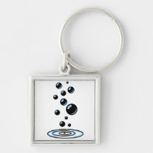 Black bubbles with blue reflection key chain
