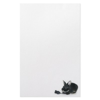 Black bunny Black rose Custom Stationery by deemac1