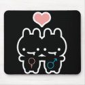 Black Bunny Love Mouse Pad mousepads