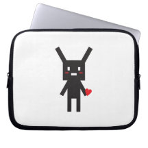 Black Bunny Robot in Love Laptop Sleeve