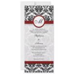 Black/Burgundy Damask Monogram Wedding Invitation