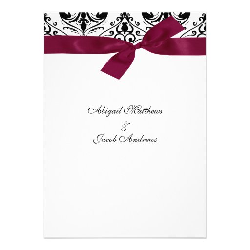Black Burgundy Ribbon Engagement Party Invitation