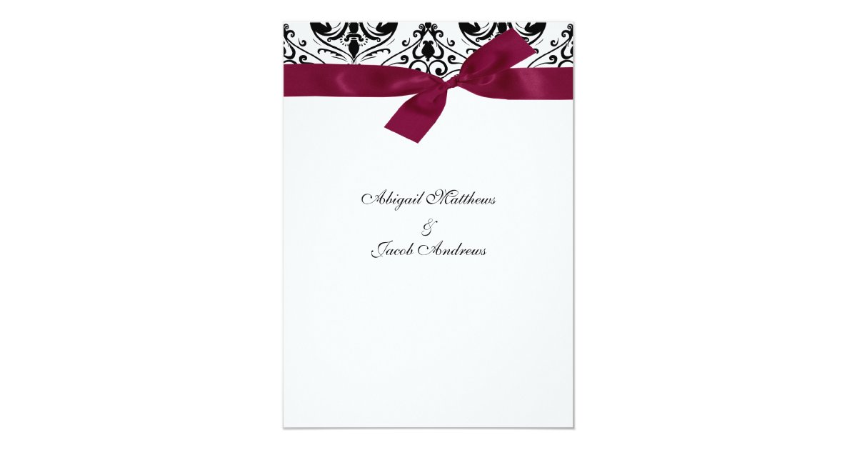 Black & Burgundy Ribbon - Wedding Invitation | Zazzle