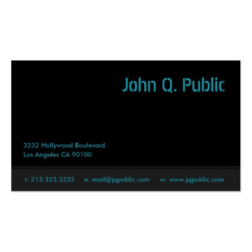 Black Business Card with Blue Font Color (front side)
