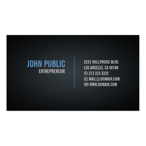 Black Business Card with Diamond Tile Pattern