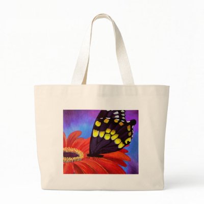 Black Butterfly Daisy Painting - Multi Canvas Bag by JUDERM
