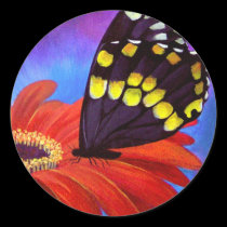 Black Butterfly Daisy Painting - Multi stickers