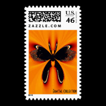 Black Butterfly Fractal Postage Stamp stamps