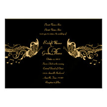 Black Butterfly Music Fidelity Wedding Invitations