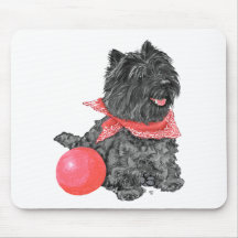 Black Cairn Terrier with Ball Mouse Pad