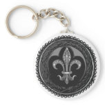 Black Cameo Fleur de lis Key Chain