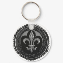 Black Cameo Fleur de lis keychains by ARTegrity Black Cameo Fleur de lis keychains