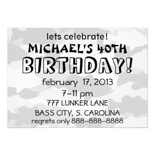 Black Camo Bass Fishing Invitation