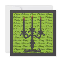 Black Candelabra Ghoulish Green Halloween Party Personalized Announcements