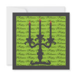 Black Candelabra Ghoulish Green Halloween Party Personalized Announcements
