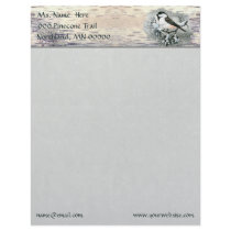 Black Capped Chickadee Birchbark Letterhead
