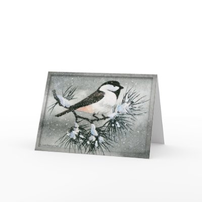 Black Capped Chickadee Bird Greeting Card by Linda_MN