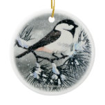 Black Capped Chickadee Bird Christmas Ornaments