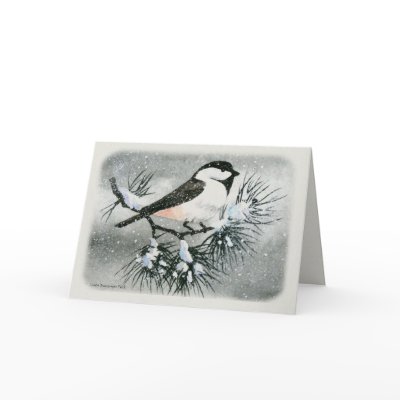 Black Capped Chickadee Greeting Cards by Linda_MN