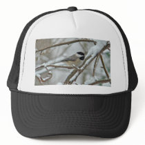 Black-Capped Chickadee in Snow Storm Trucker Hats
