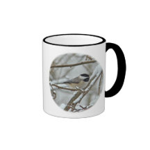 Black-Capped Chickadee in Snow Storm Mugs
