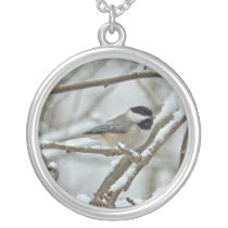 Black-Capped Chickadee in Snow Storm Custom Jewelry