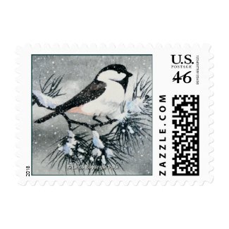 Black Capped Chickadee stamp