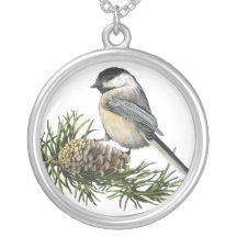 Black Capped Chickadee_Sterling Silver Necklace
