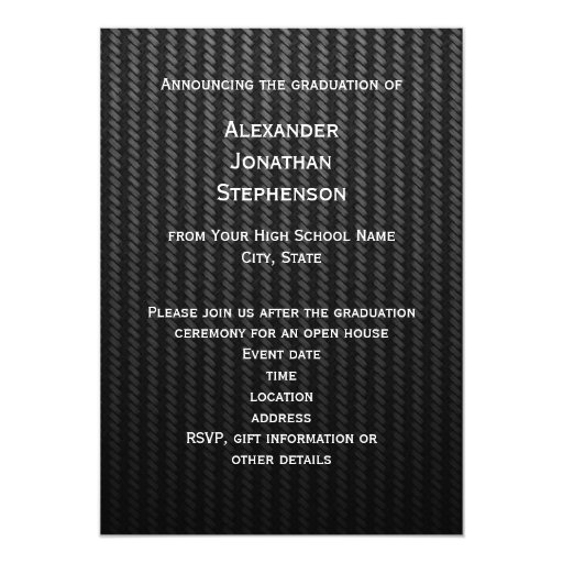 Black Carbon Fiber 3 Photo Boys Graduation Cards