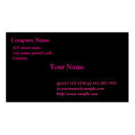 black card,pink fonts business card template