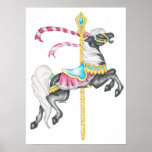 Black Carousel Horse Poster
