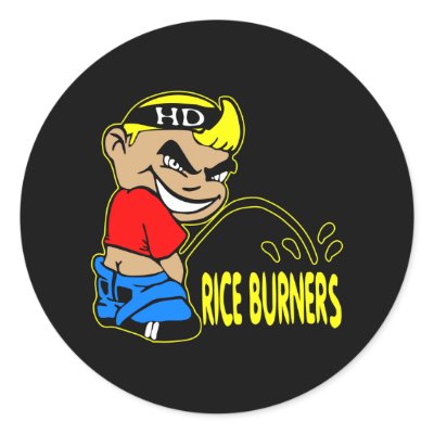 Black Cartoon Boy P Riceburners New Round Sticker by WhiteTiger_LLC