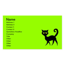 BLACK CARTOON CAT WALKING BIG EYES ADVENTUROUS BUSINESS CARD