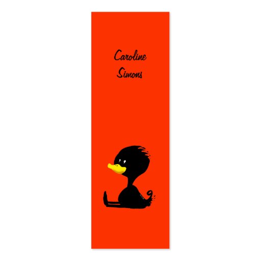 Black cartoon ducky bookmark business cards (front side)