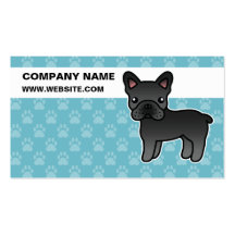 Black Cartoon French Bulldog Business Card