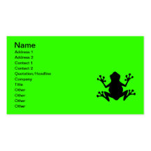 BLACK  CARTOON FROG leaping icon logo graphics Business Card