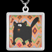 Black Cat Abstract Sq 2 necklaces