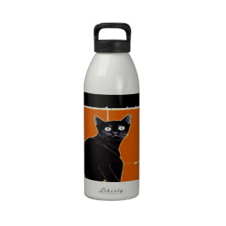 Black Cat, add text Water Bottle