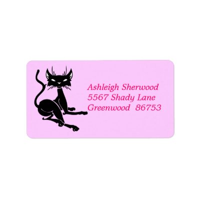 Black Cat Address Label by Shazzas_Labels