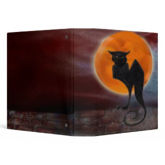 black cat and full moon notebook binder