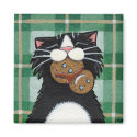 Black Cat and Gingerbread Snowman Magnet