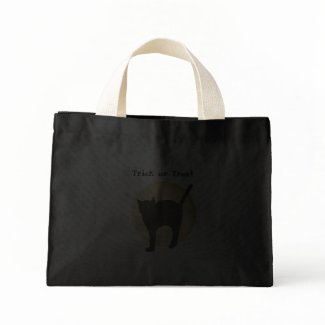Black Cat and Harvest Moon Tote Bag bag