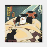 Black Cat and Japanese Man Refrigerator Magnets
