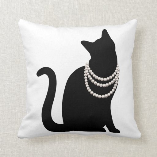 black and white cat cushion