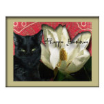 Black Cat and Magnolia Post Card