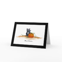 Black Cat and Pumpkin Samhain Card by 13BlackCatsDesigns Black Cat and Pumpkin Samhain Card